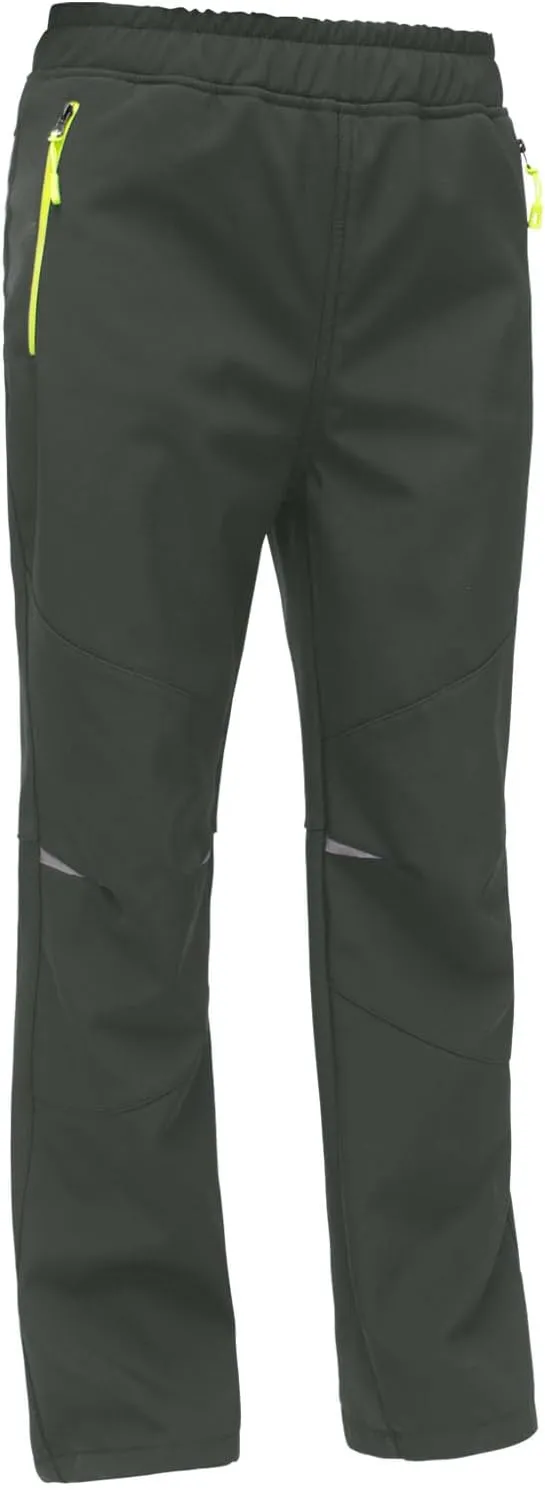 MEILONGER Boys Girls Softshell Hiking Pants Fleece Lined Skiing Snow Pants Kids Outdoor Trousers