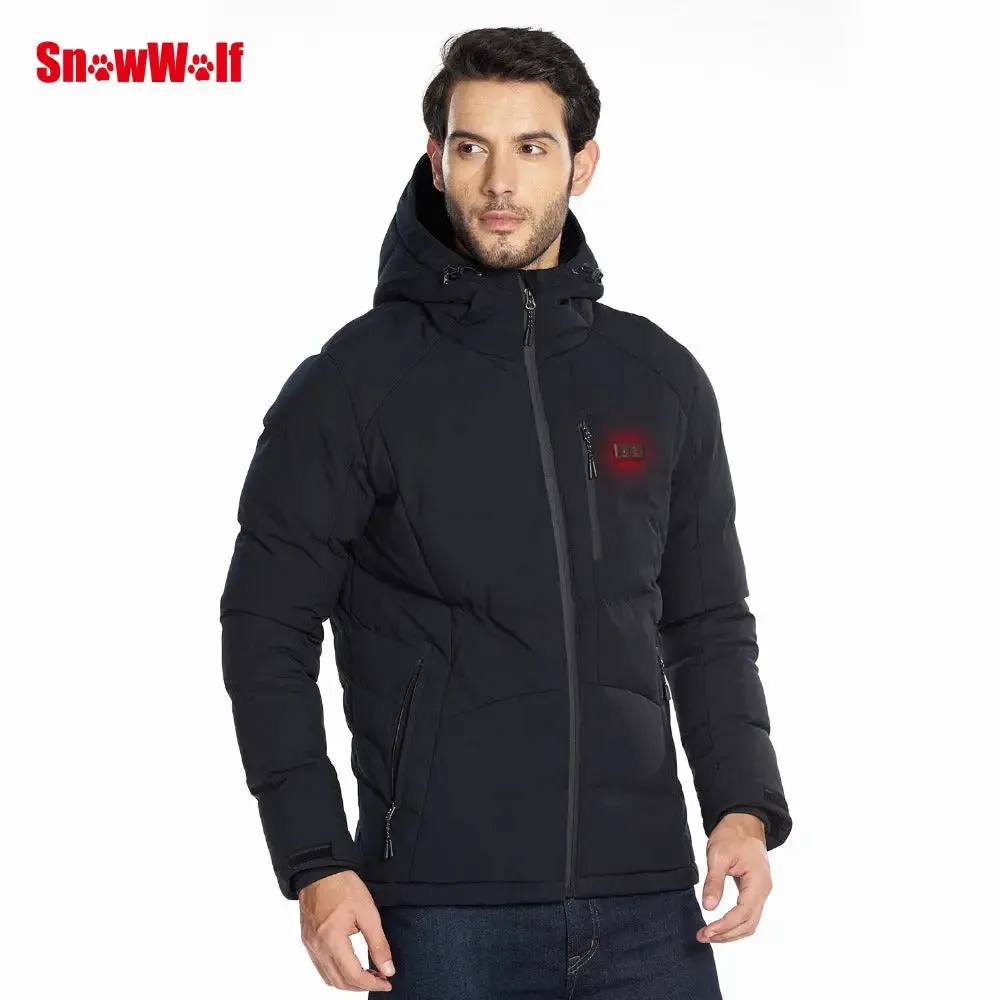 Men Winter Outdoor USB Infrared Heating Hooded Jacket