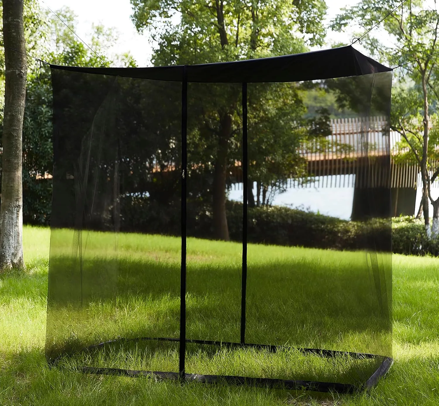 Mengersi Mosquito Net, Extra Large Mosquito Netting Tent for Camping, Bed Canopy Bug Netting for Twin Bed, Patio, Camping, Outdoor & Travel (Black, Small)