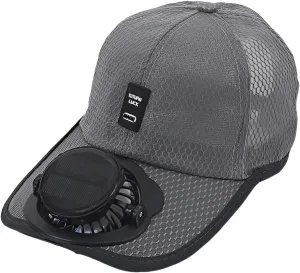Mens Baseball Cap with Solar Fan – UV Protection Wide Brim Mesh Cap, Solar & USB Powered for Outdoor, Heat Relief