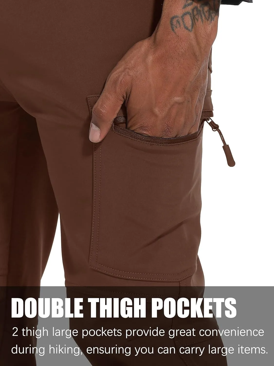Men's Fleece Lined Outdoor Hiking Pants Waterproof Softshell Insulated Snow Ski Winter Camping Fishing Pants