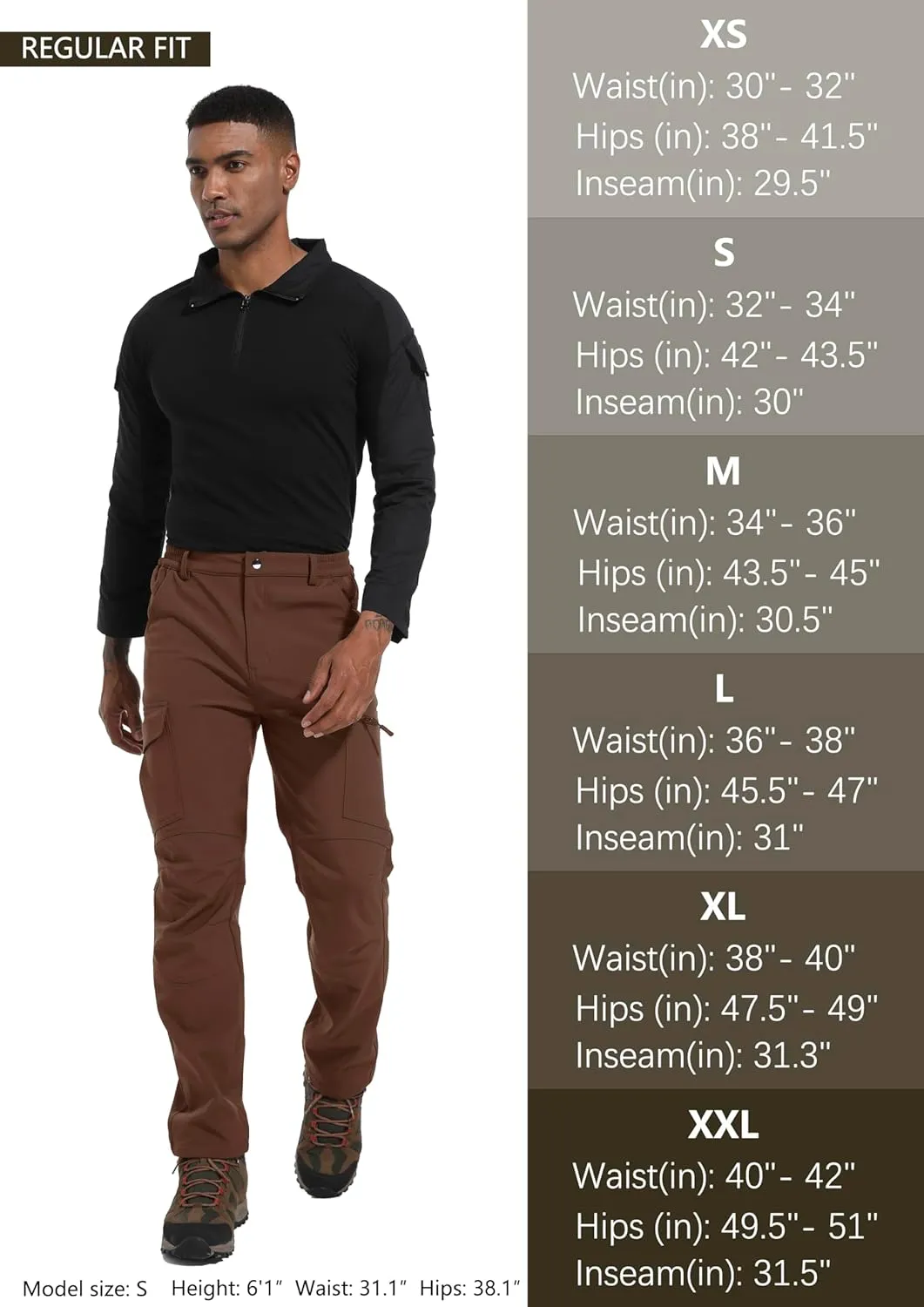 Men's Fleece Lined Outdoor Hiking Pants Waterproof Softshell Insulated Snow Ski Winter Camping Fishing Pants