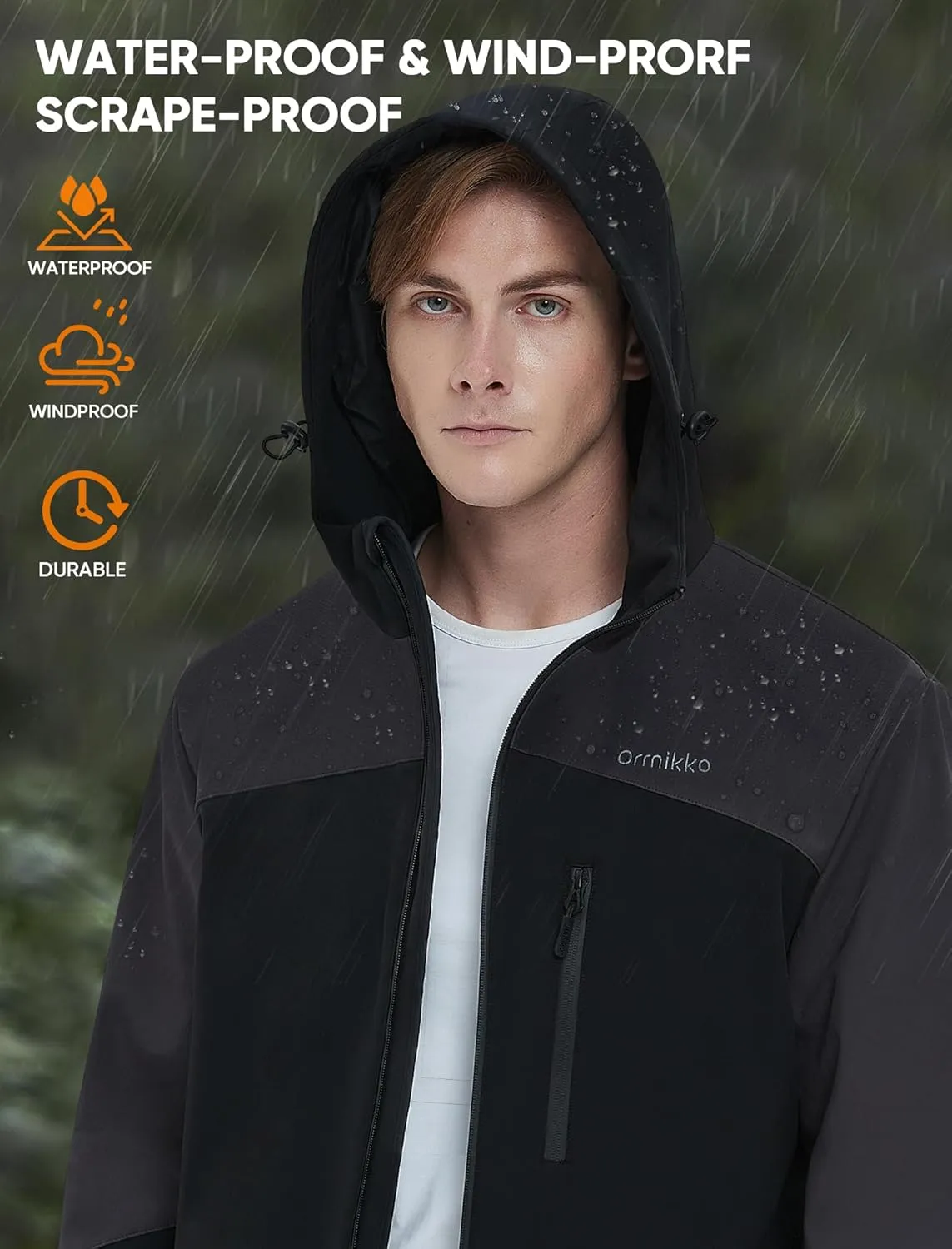 Mens Heated Jacket with Battery Pack - 20000mAh Rechargeable Winter Outdoor Work Self Electric Jacket with Hood