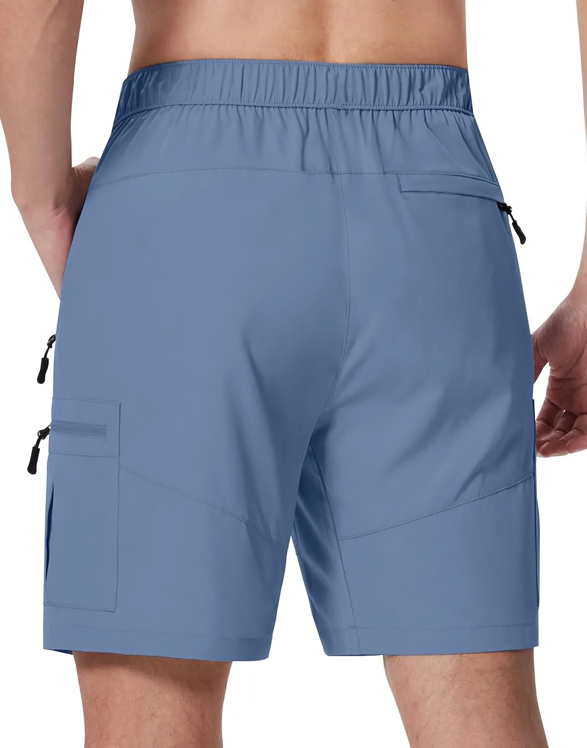 Mens Hiking Cargo Shorts with Zipper Pockets 7" Quick Dry Lightweight Drawstring Shorts for Summer Outdoor Golf Casual