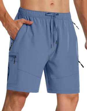 Mens Hiking Cargo Shorts with Zipper Pockets 7" Quick Dry Lightweight Drawstring Shorts for Summer Outdoor Golf Casual