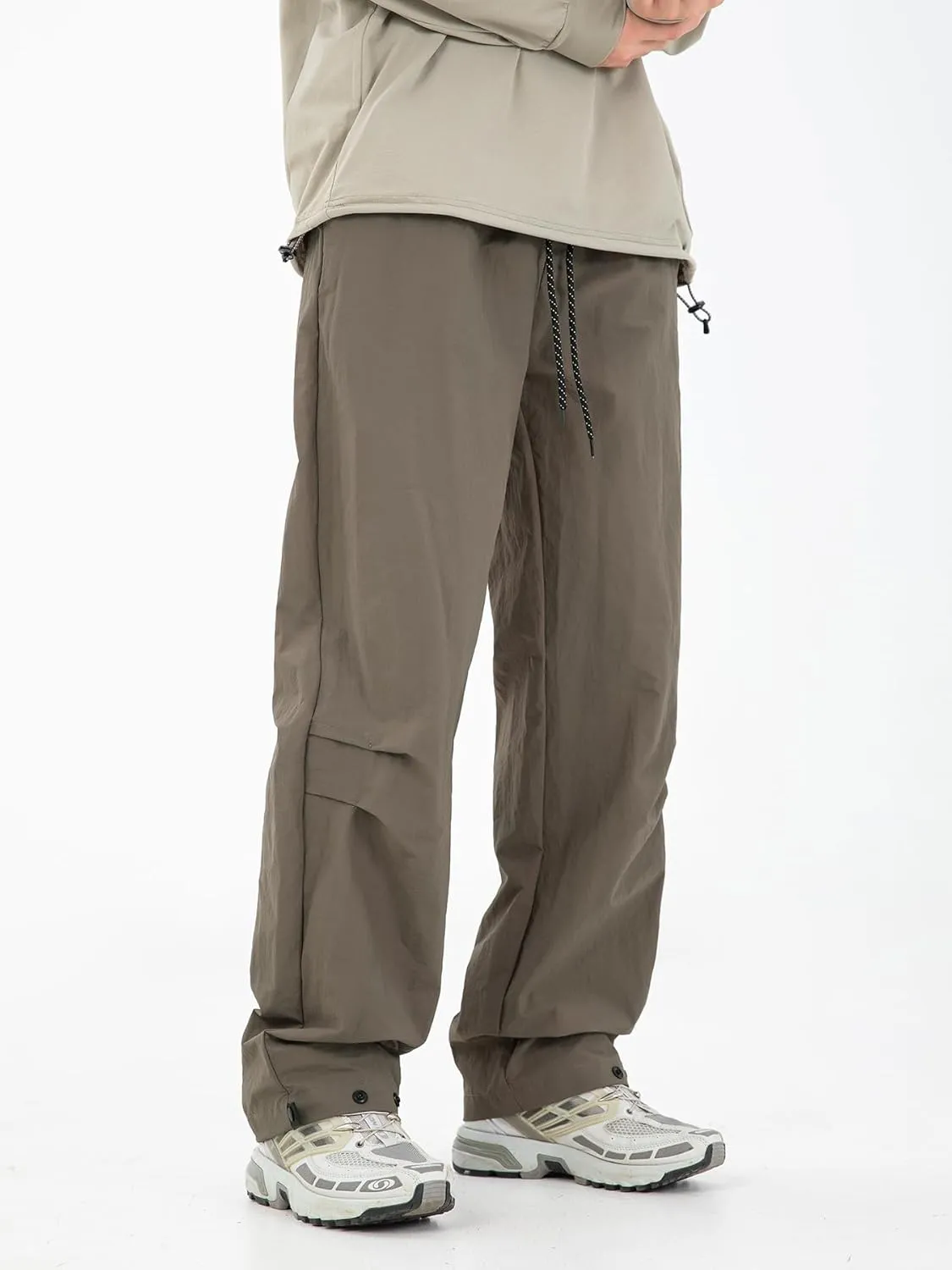 Mens Hiking Pants Cargo Outdoor Water Resistant Quick-Dry Pants Lightweight Drawstring Tactical Fishing Stretch Trousers