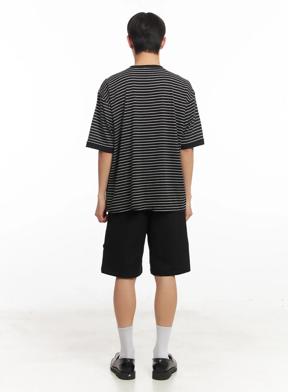 Men's Roll-Up Cotton Shorts (Black) IA518