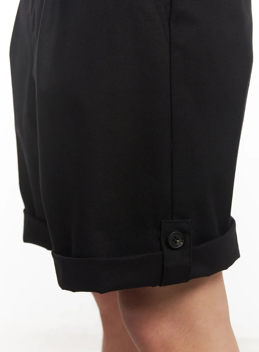 Men's Roll-Up Cotton Shorts (Black) IA518