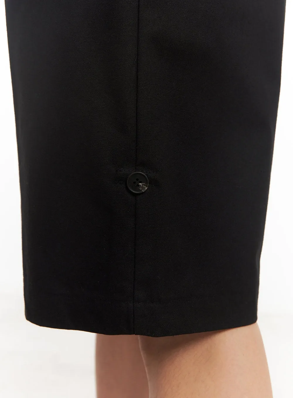Men's Roll-Up Cotton Shorts (Black) IA518