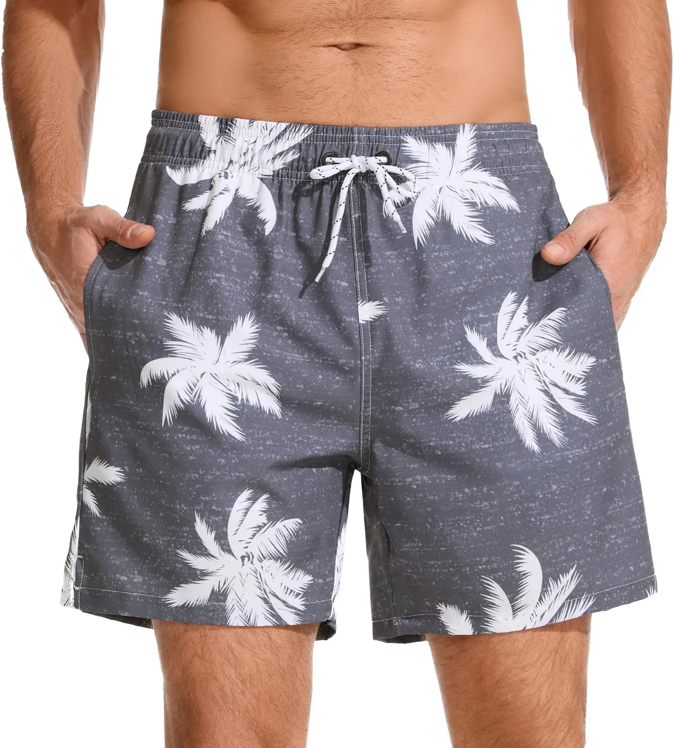 Mens Swim Trunks with Compression Liner Quick Dry Bathing Suit with Zipper Pockets Lightweight Beach Shorts