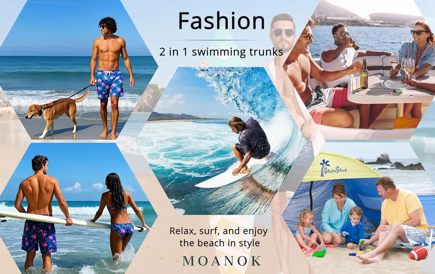 Mens Swim Trunks with Compression Liner Quick Dry Bathing Suit with Zipper Pockets Lightweight Beach Shorts