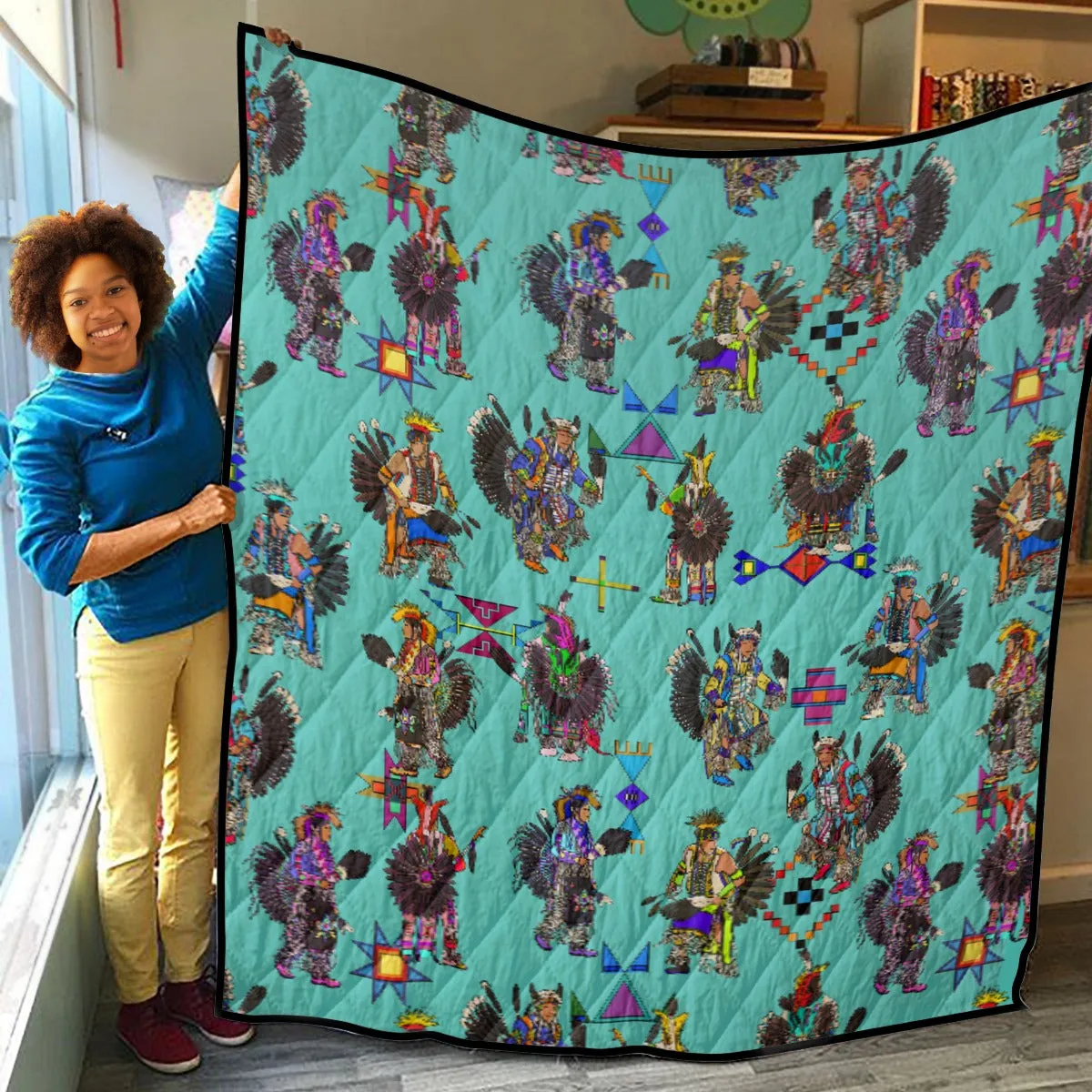 Men's Tradish Dancers Eggshell Blue Lightweight & Breathable Quilt With Edge-wrapping Strips
