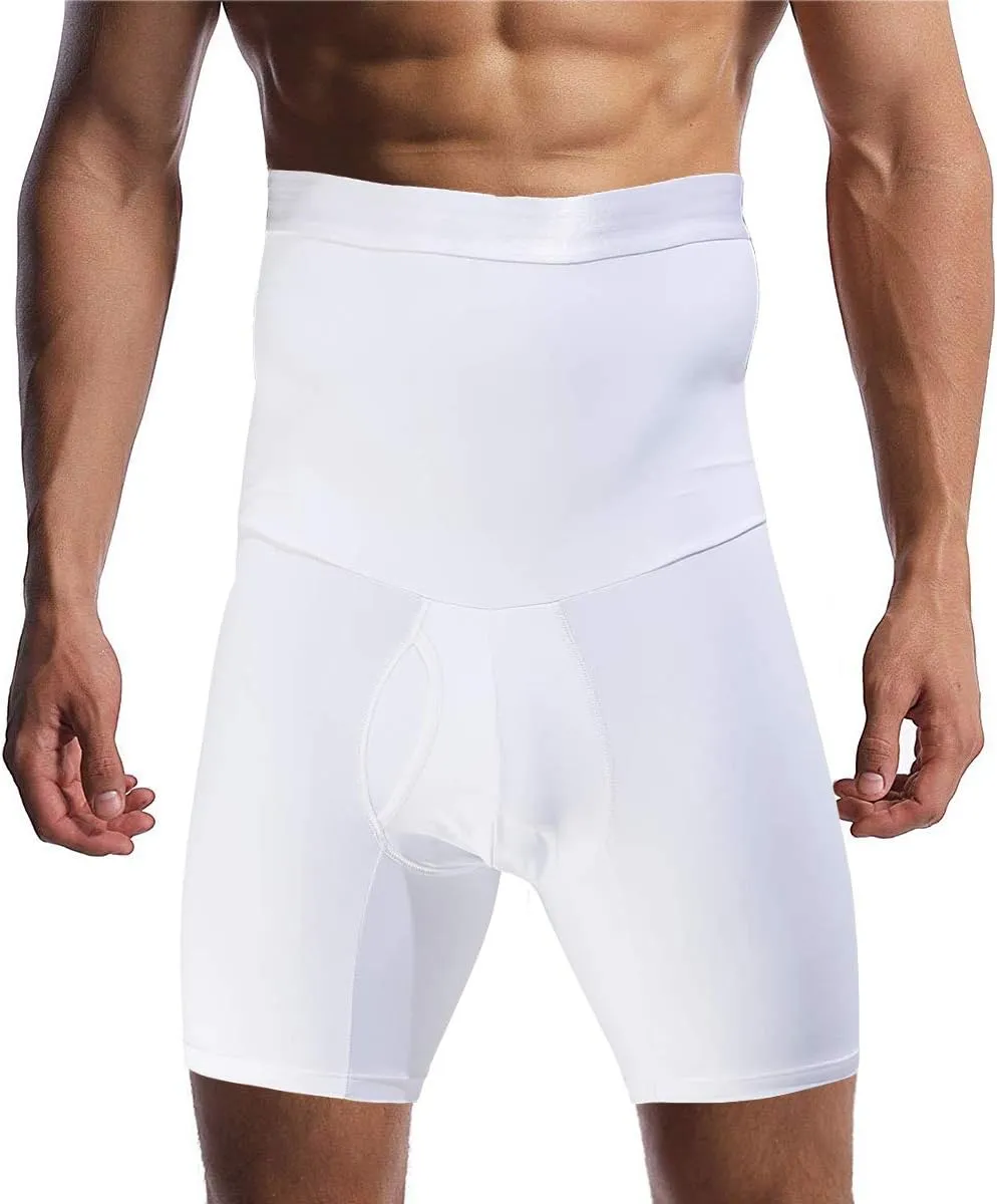 Men's Tummy Control Shapewear Shorts High Waist Slimming Anti-Curling Underwear Body Shaper Seamless Boxer Brief