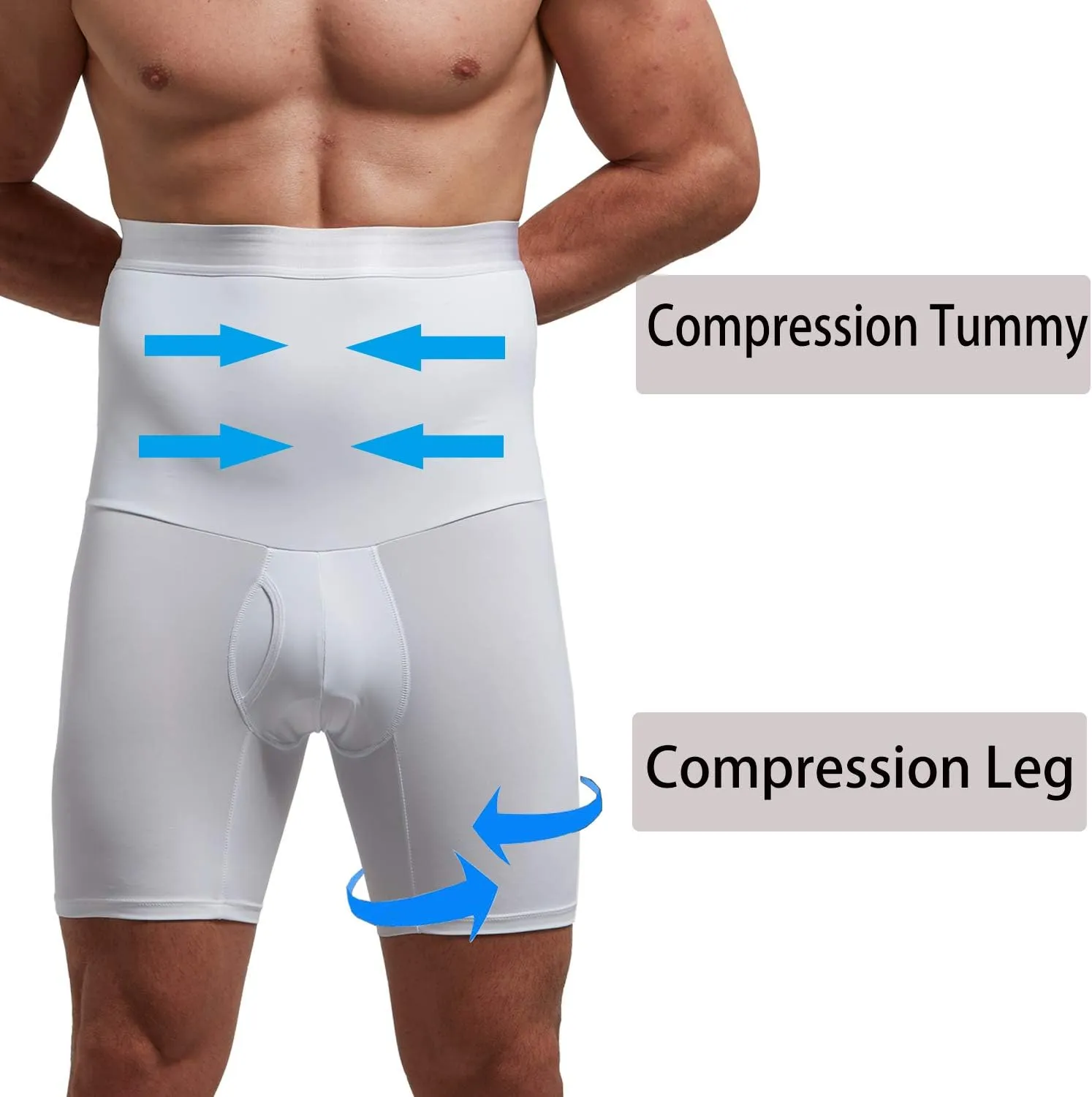 Men's Tummy Control Shapewear Shorts High Waist Slimming Anti-Curling Underwear Body Shaper Seamless Boxer Brief