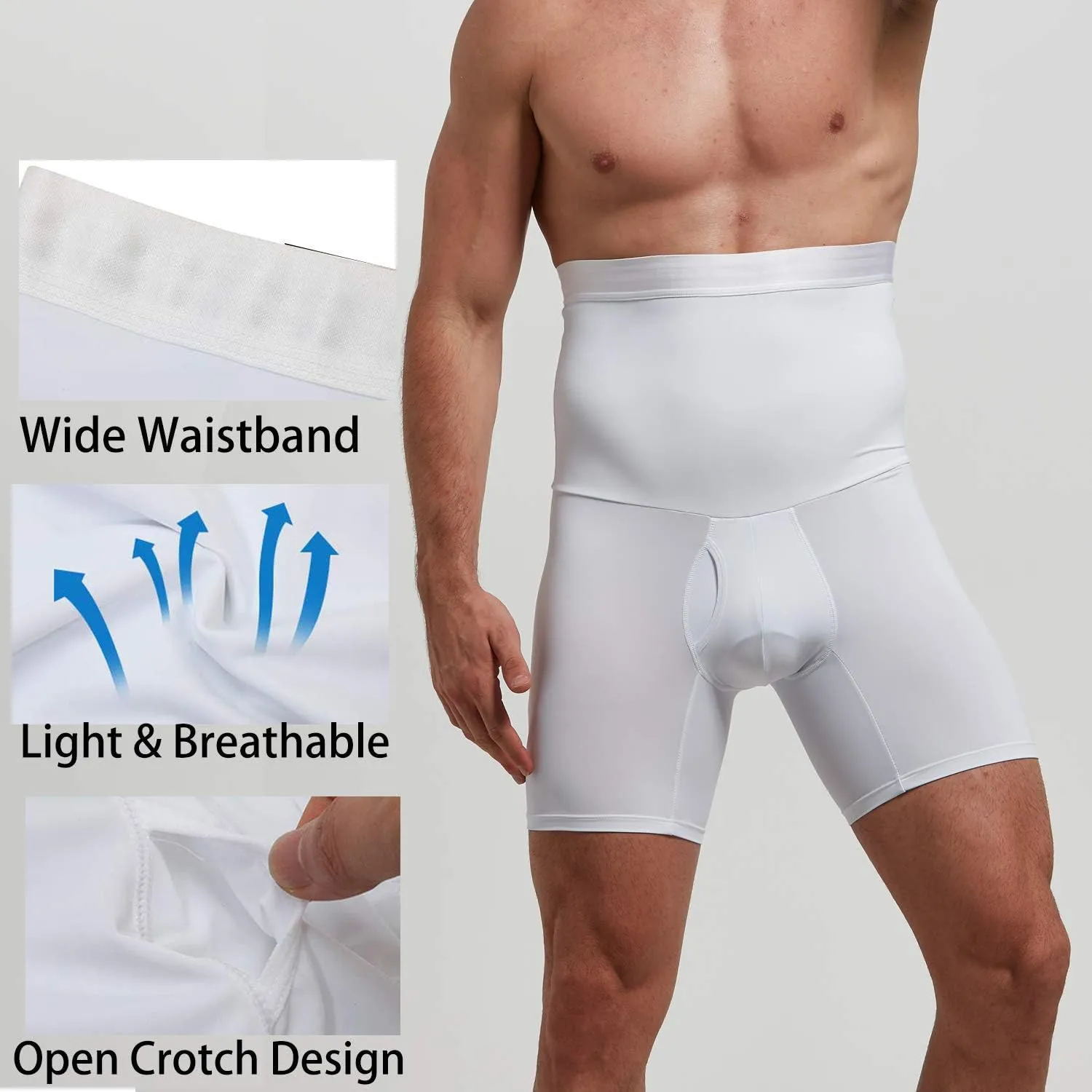 Men's Tummy Control Shapewear Shorts High Waist Slimming Anti-Curling Underwear Body Shaper Seamless Boxer Brief