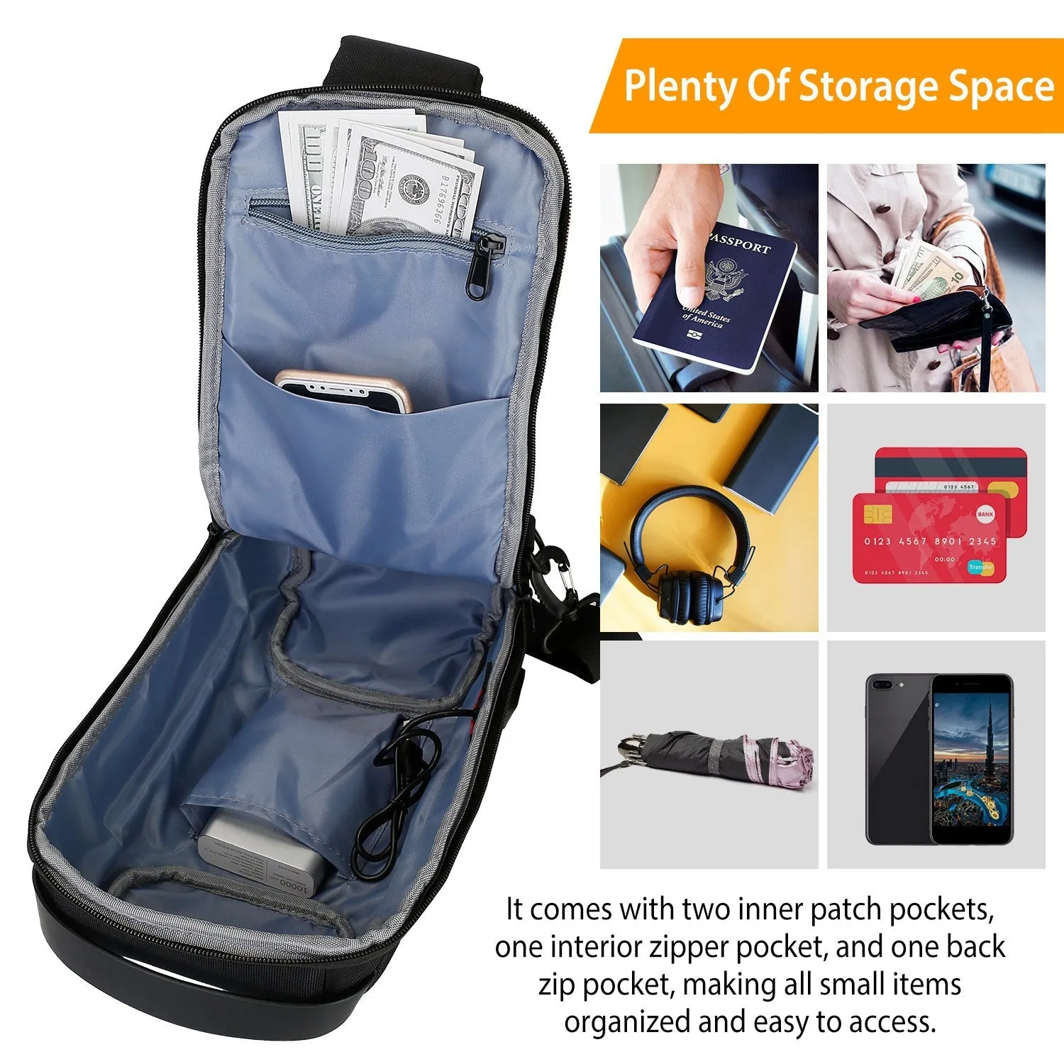 Men's Waterproof Anti-Theft Sling Backpack