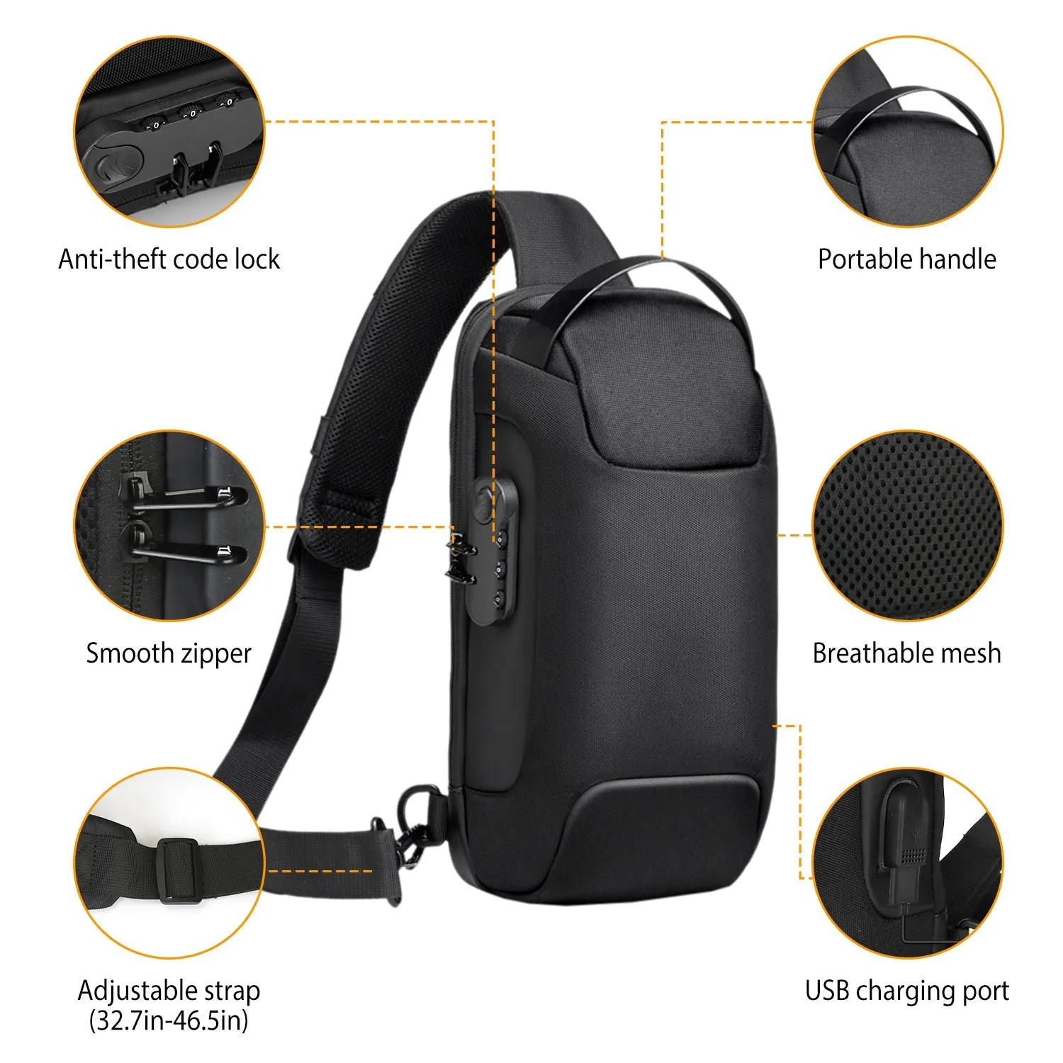 Men's Waterproof Anti-Theft Sling Backpack