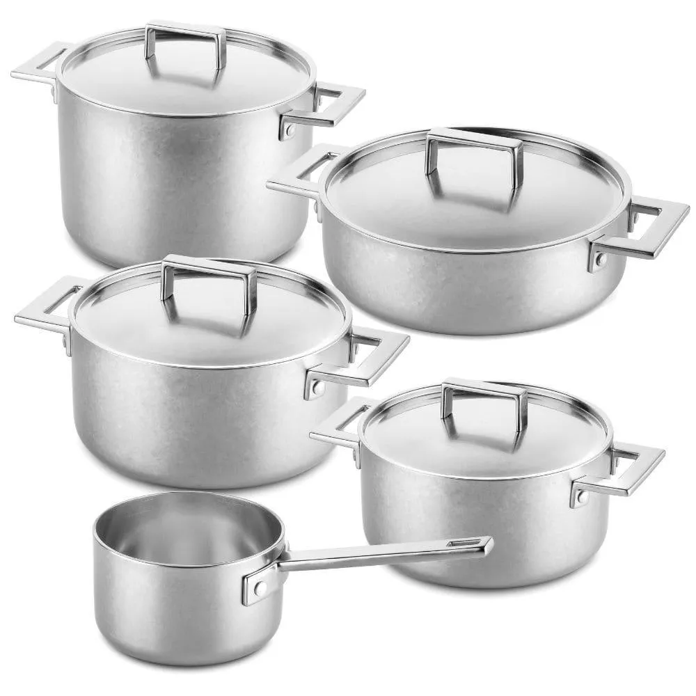 Mepra Attiva Vintage 9-piece cookware set pewter