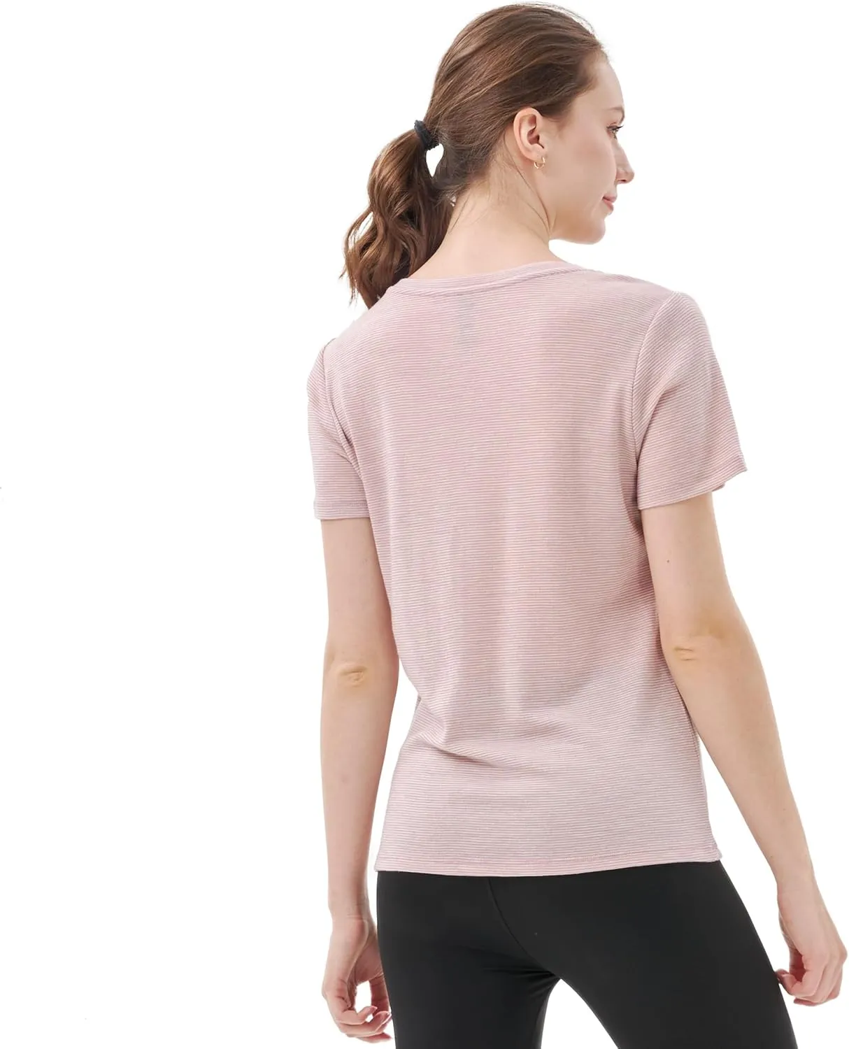 Merino Protect 100% Merino Wool V Neck T-Shirt for Women Short Sleeve Base Layers Odor Resistance Tops for Outdoor Hiking