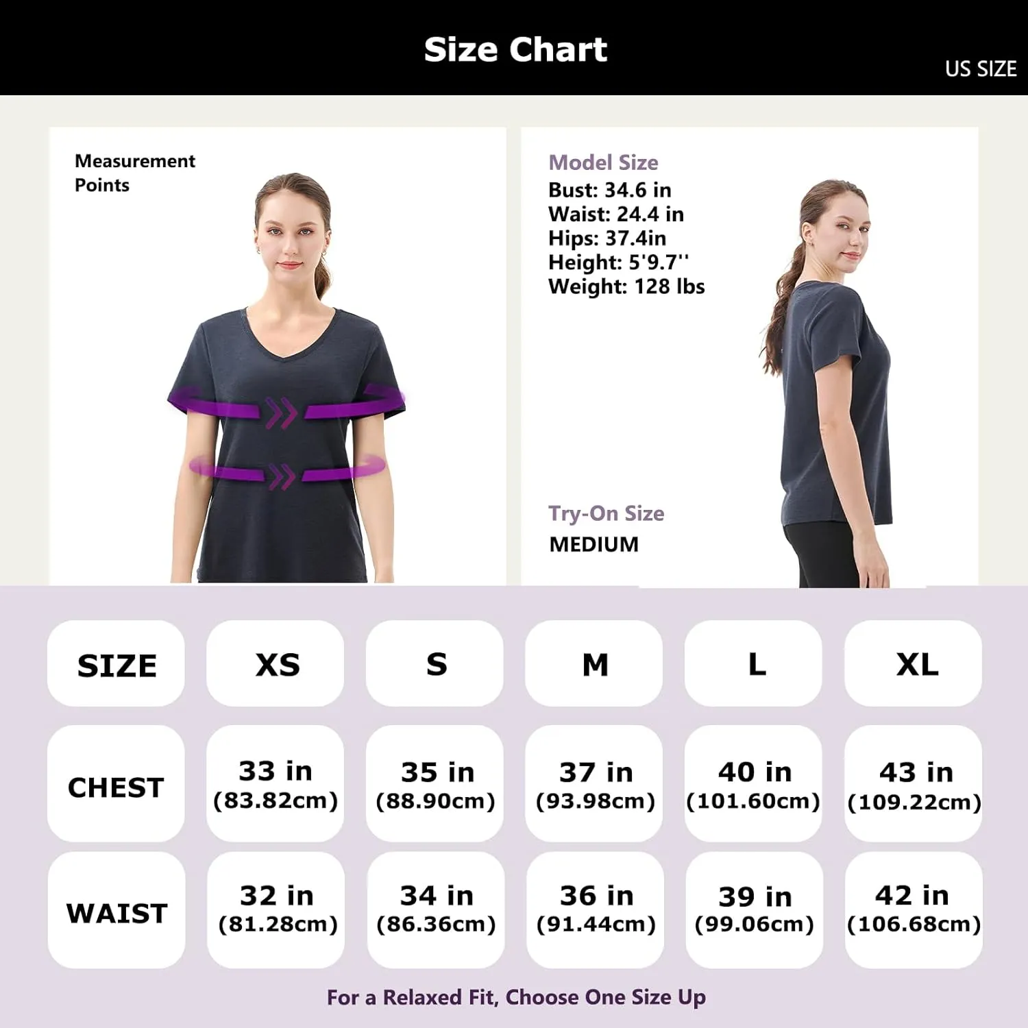 Merino Protect 100% Merino Wool V Neck T-Shirt for Women Short Sleeve Base Layers Odor Resistance Tops for Outdoor Hiking