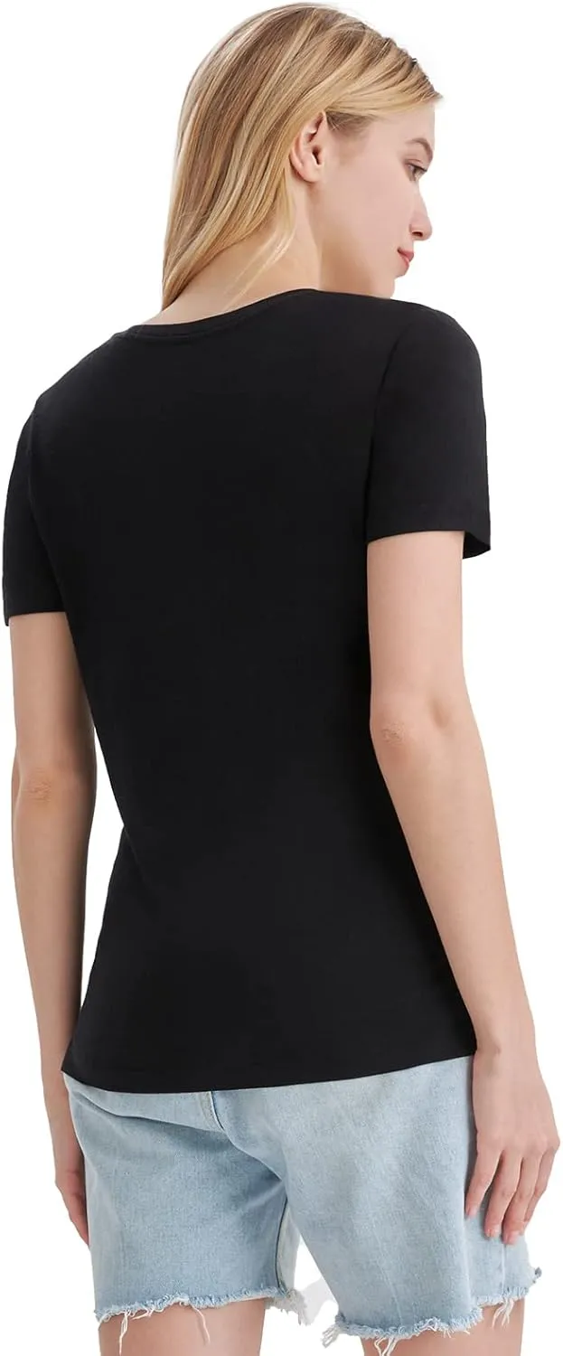 Merino Protect 100% Merino Wool V Neck T-Shirt for Women Short Sleeve Base Layers Odor Resistance Tops for Outdoor Hiking