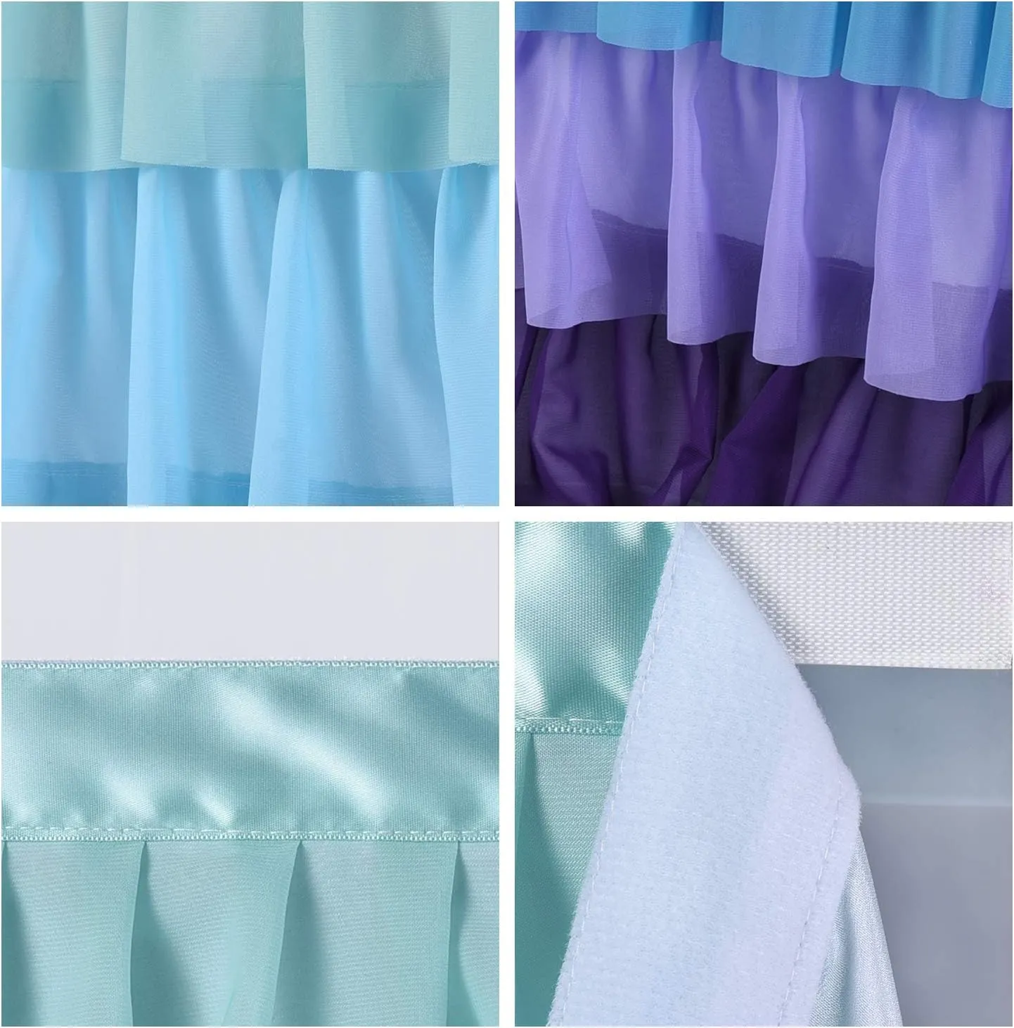 Mermaid Tablecloth Ruffle Tutu Table Skirt for Mermaid Birthday Party Decorations Girl Rectangle Table 6ft