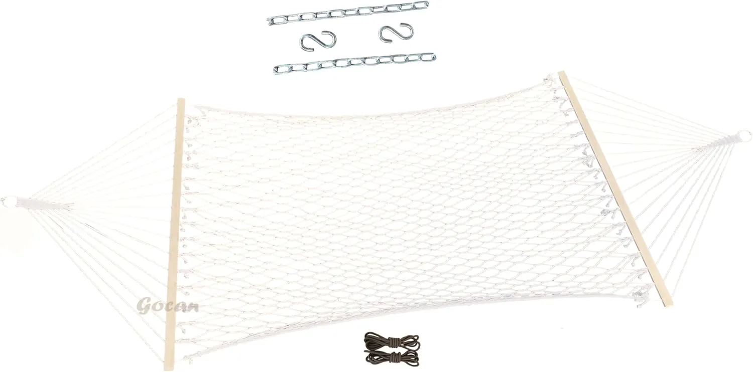 Mesh Hammock,Cotton Rope hammocks with Chains Hooks Tree Straps fit Stands from 9' to 15' for Outside Indoor Patio Yard