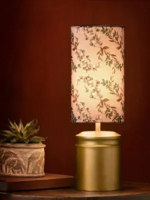Metal Golden Table Lamp With Creeper Print Shade