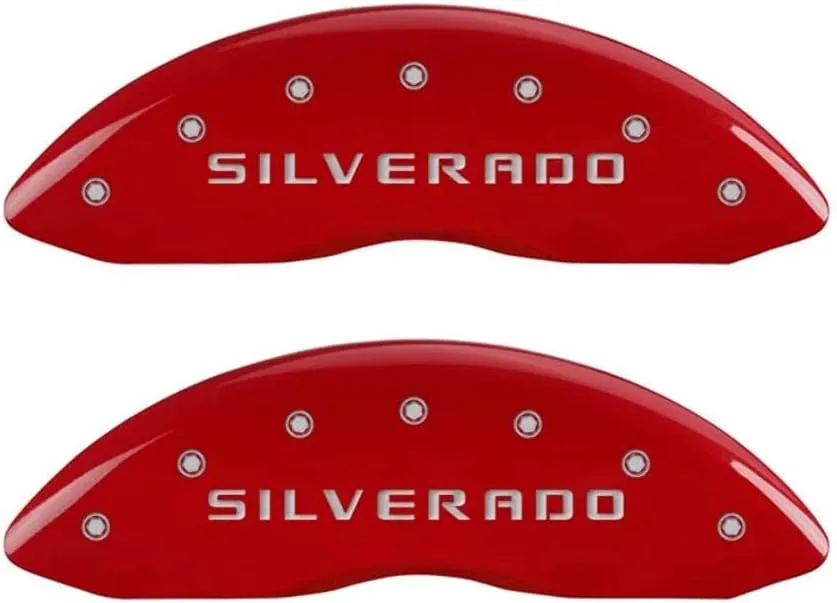MGP Caliper Covers - Brake Caliper Covers 2014-2018 Chevrolet Silverado 1500 - Front and Rear Set - Red