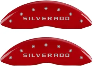 MGP Caliper Covers - Brake Caliper Covers 2014-2018 Chevrolet Silverado 1500 - Front and Rear Set - Red
