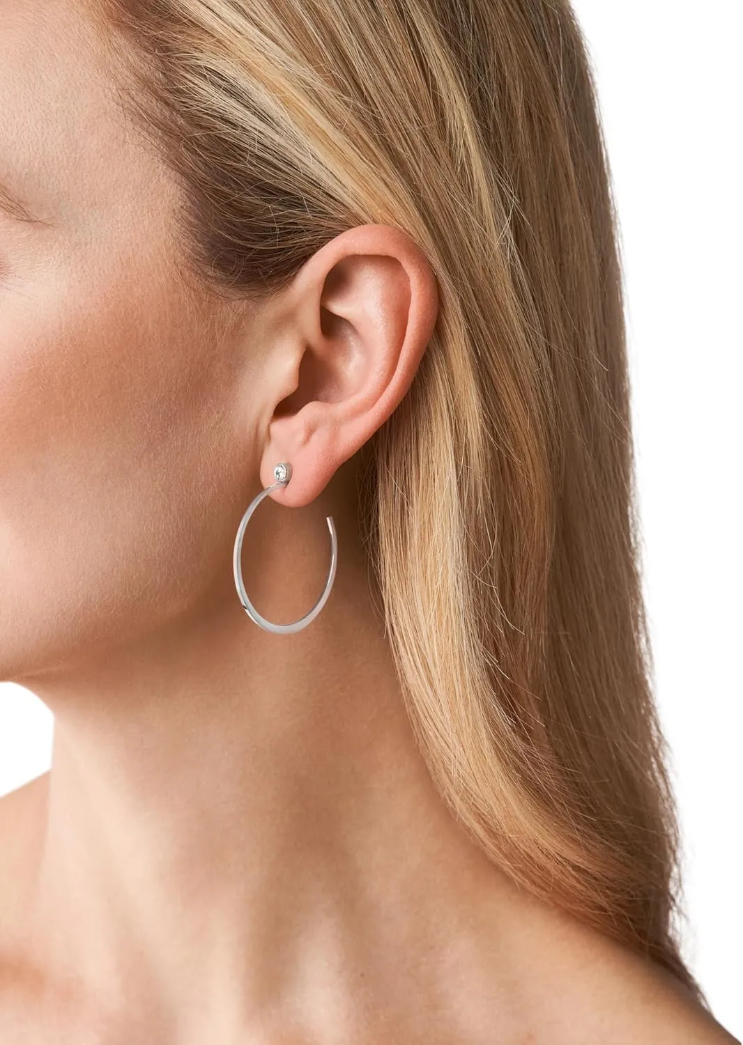 Michael Kors Stainless Steel and Pavé Crystal Hoop Earrings for Women