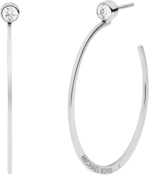 Michael Kors Stainless Steel and Pavé Crystal Hoop Earrings for Women
