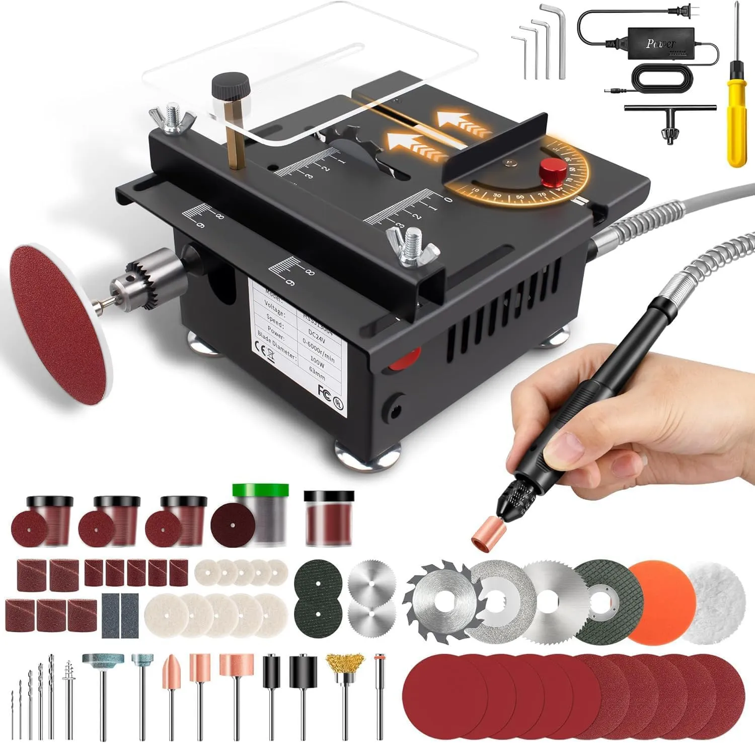 Mini Multi-Functional Table Saw,Portable Mini Desktop Electric Saw for Wood Cutting, Skil Table Saw for Plastic Acrylic Cutting.