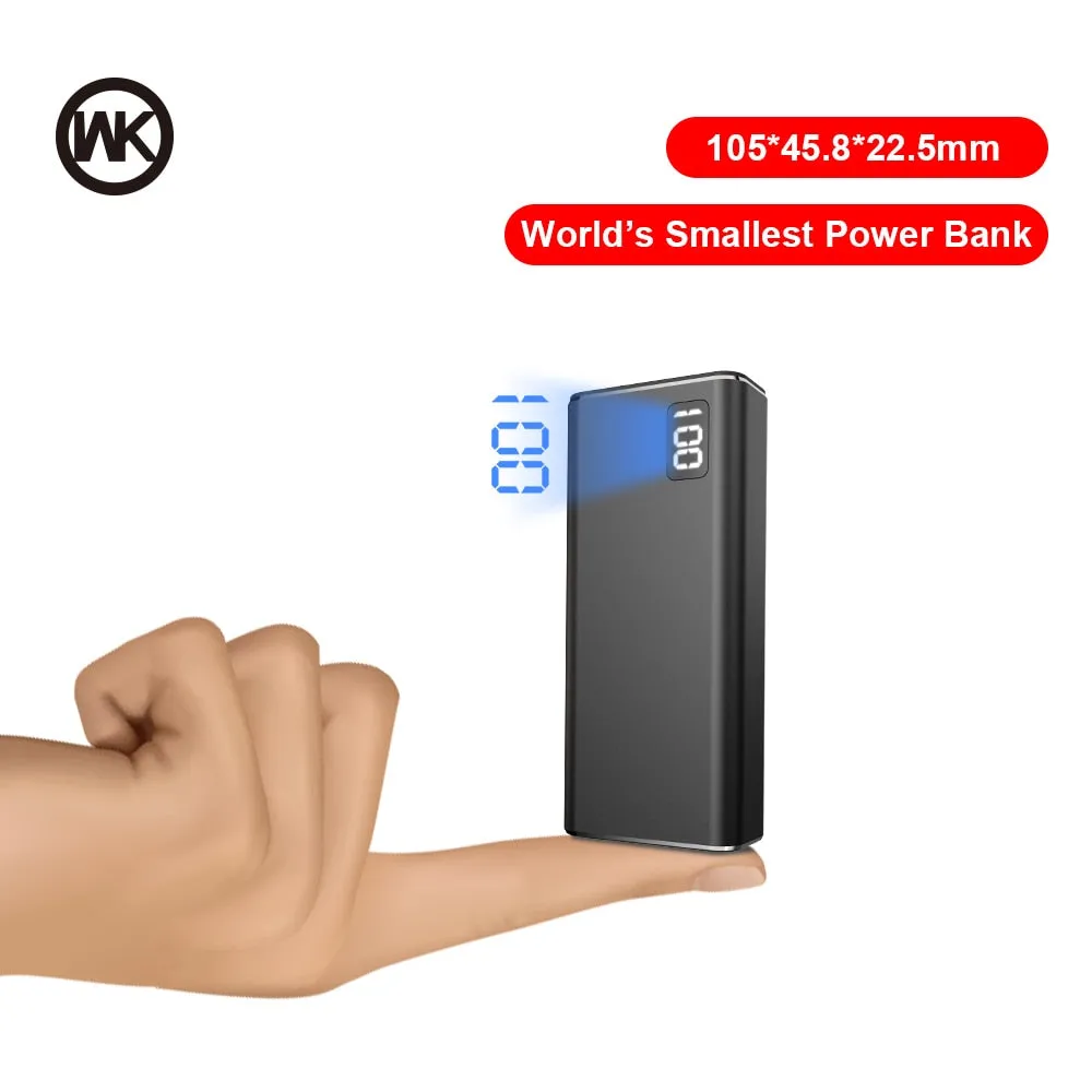 Mini Power 10000mAh Portable For Outstanding External Bank 10000 Charger Last-minute opportunity Poverbank Powerbank 3 Battery 2USB WK iPhone Metal mAh Input Xiaomi