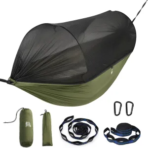 Miztli Camping Hammock -Portable Hammock w/Spacious Net & Tree Straps w/Adjutable Loops,Double and Single Hammock for Outdoor, Hiking, and Travel