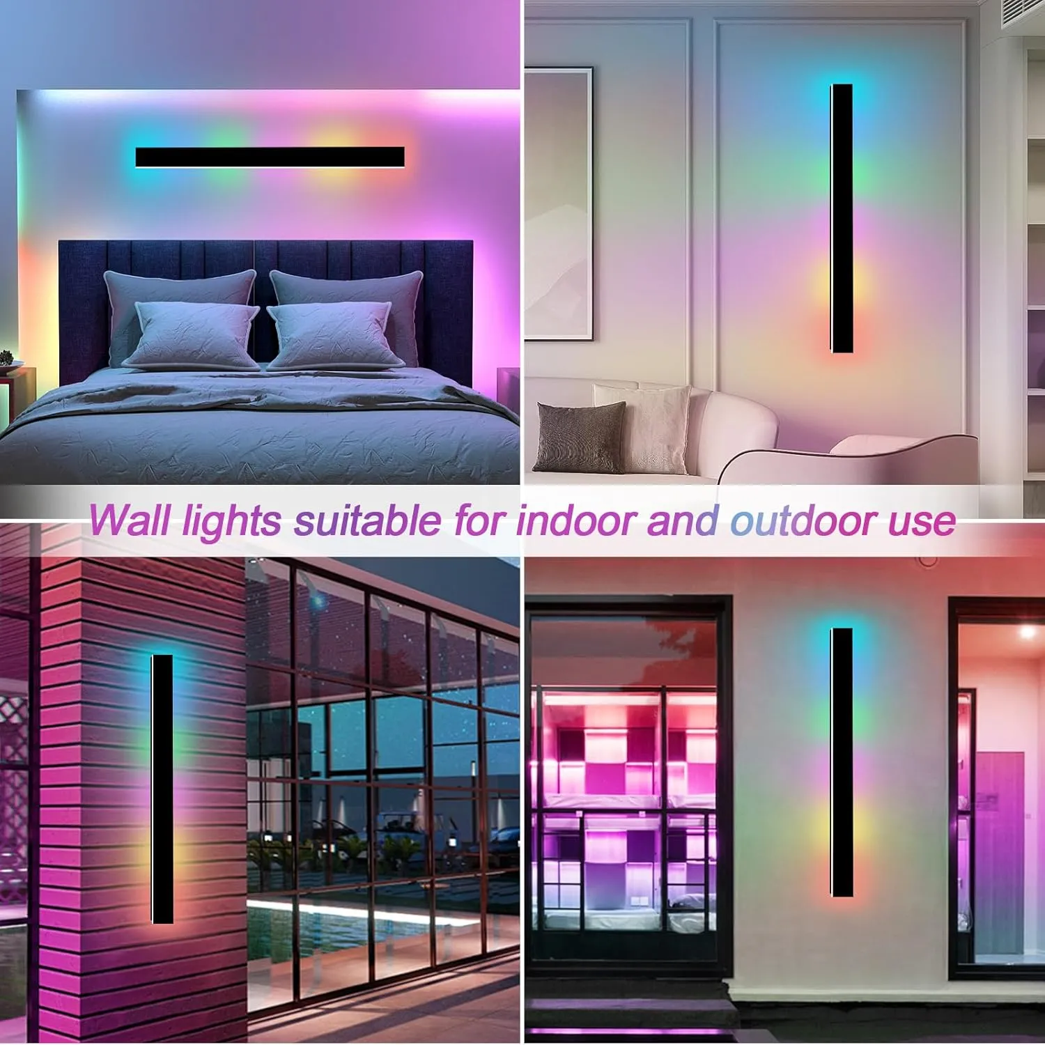 Modern Outdoor Wall Light - 59" RGB LED Sconce, IP65 Waterproof for House, Garage, Porch
