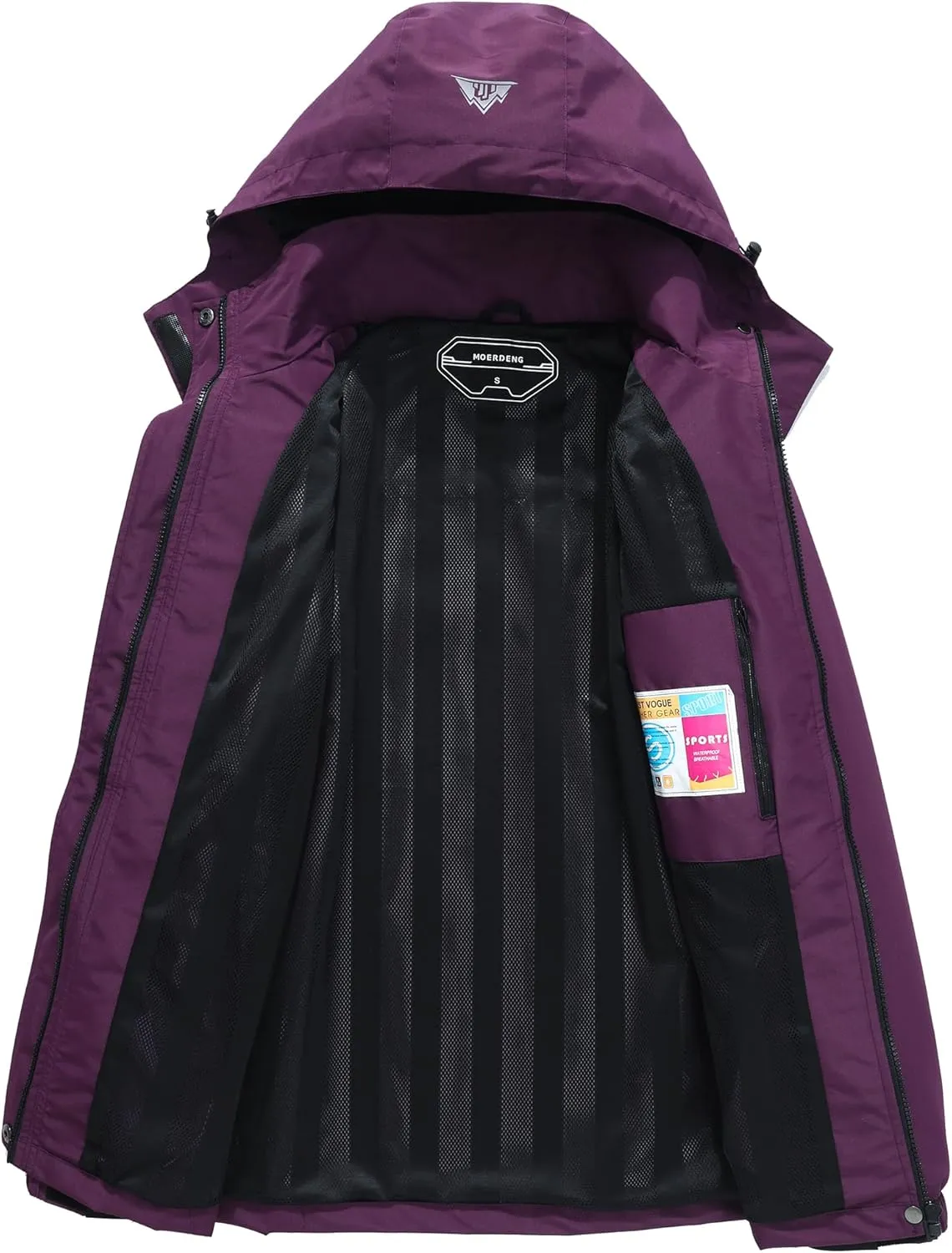 MOERDENG Women's Waterproof Rain Jacket Lightweight Raincoat Outdoor Hooded Windbreaker Cycling Hiking Jacket