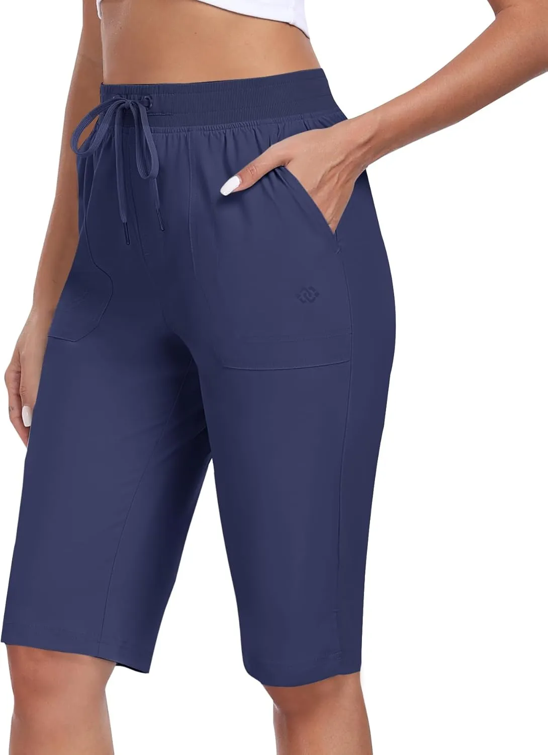 MoFiz Womens 13" Knee Length Hiking Shorts Quick Dry Water Resistant Athletic Travel Golf Bermuda Shorts with 3 Pockets