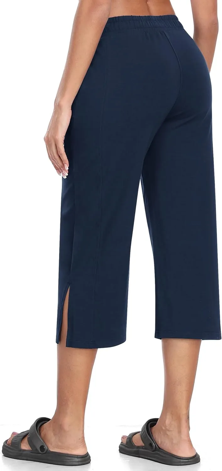 MoFiz Women's Capri Pants Wide Leg Plus Size Lightweight Quick Dry Hiking Pants Casual Loose Sweatpants Athletic Walking Yoga