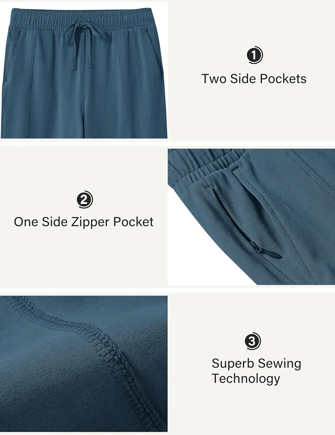 MoFiz Women's Capri Pants Wide Leg Plus Size Lightweight Quick Dry Hiking Pants Casual Loose Sweatpants Athletic Walking Yoga