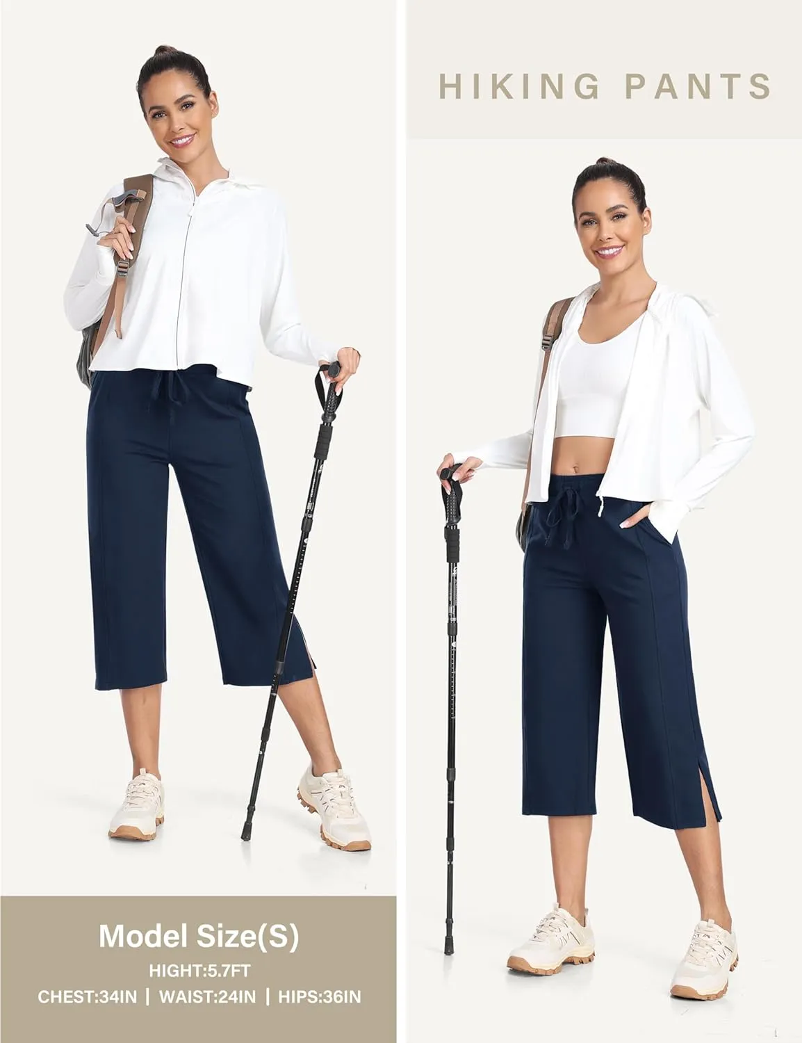 MoFiz Women's Capri Pants Wide Leg Plus Size Lightweight Quick Dry Hiking Pants Casual Loose Sweatpants Athletic Walking Yoga