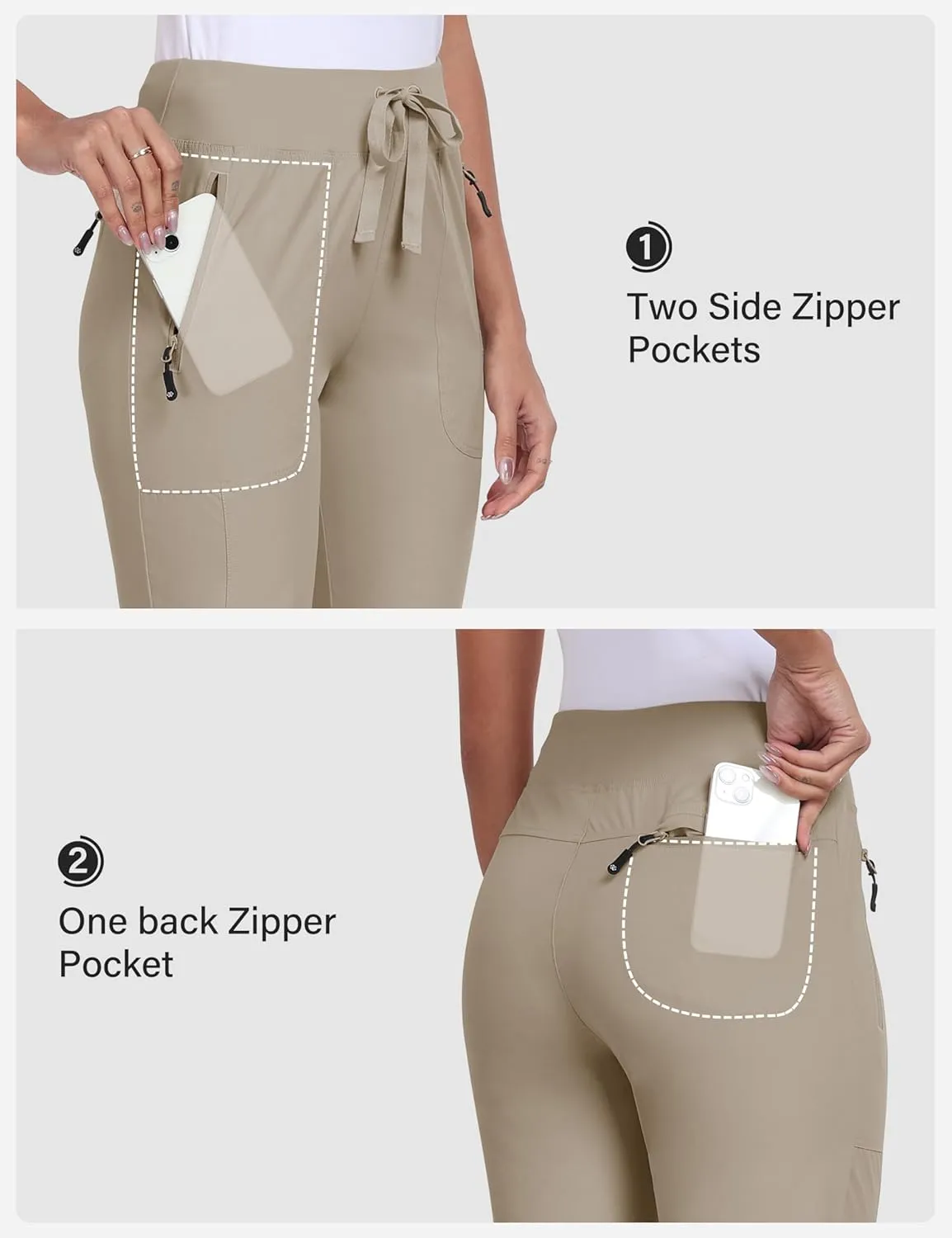 MoFiz Women's Hiking Pants Lightweight Outdoor Quick Dry Travel Joggers Water Resistant Athletic Pants Zipper Pockets