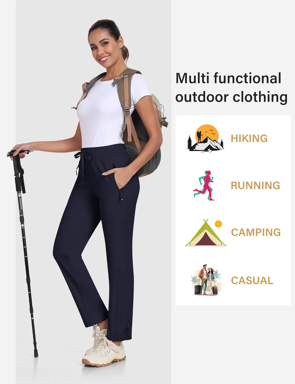 MoFiz Women's Hiking Pants Lightweight Outdoor Quick Dry Travel Joggers Water Resistant Athletic Pants Zipper Pockets