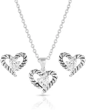 Montana Silversmiths Flirty Love Crystal Rope Jewelry Set