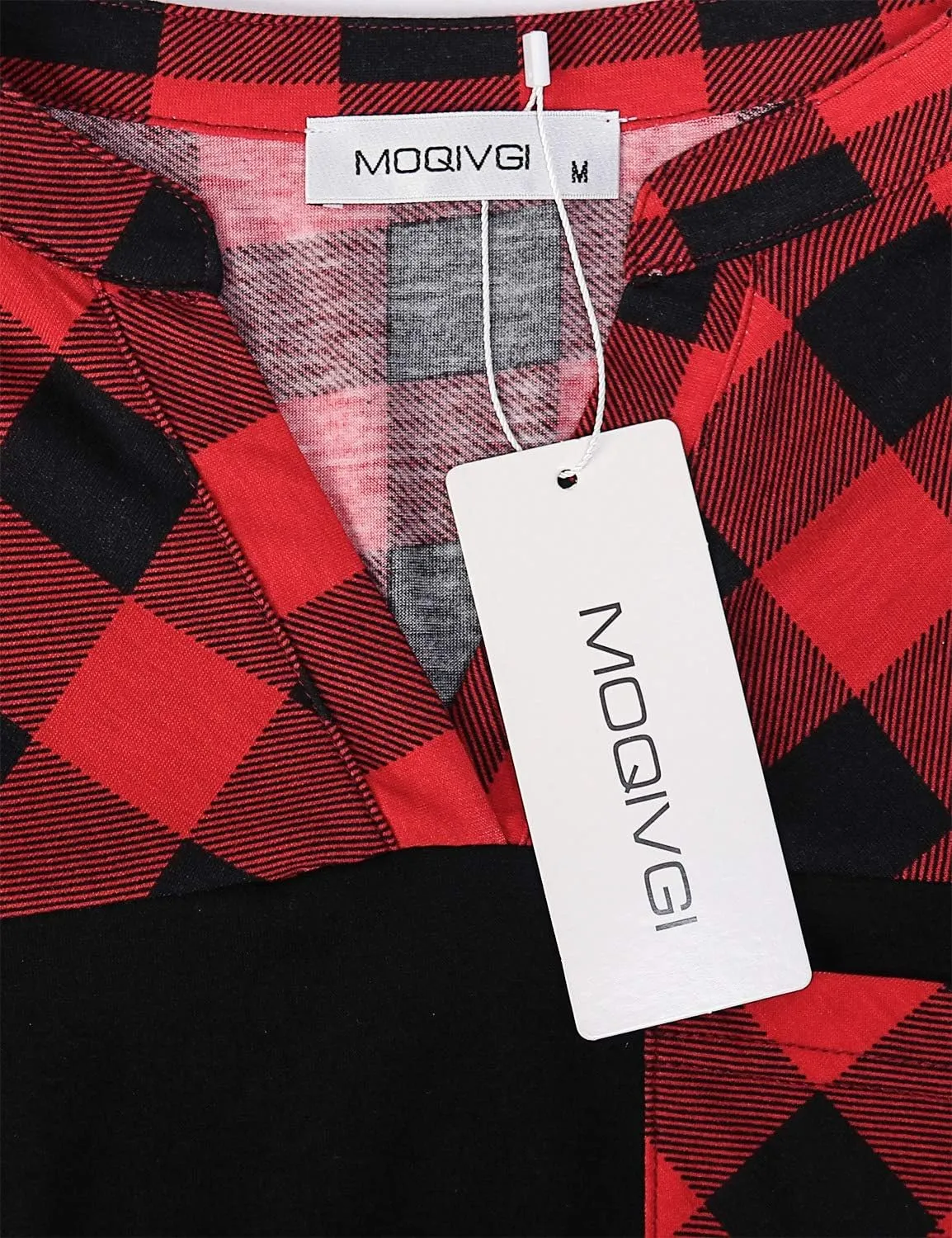 MOQIVGI Womens Roll Up Long Sleeve V Neck Patchwork Blouse Shirt Tops