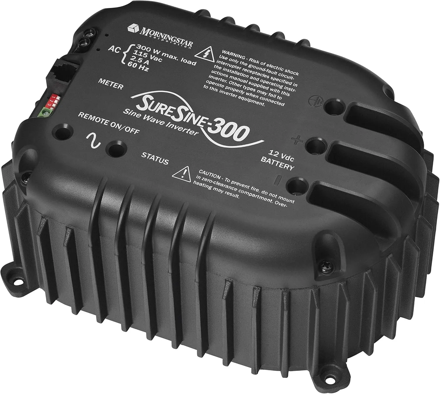 Morningstar SureSine Classic 300W Pure Sine Wave Inverter (SI-300-115V-UL) - DC to AC Converter, 12VDC, 115VAC, 60Hz - for Residential, Mobile, and Industrial Solar/Non-Solar Systems