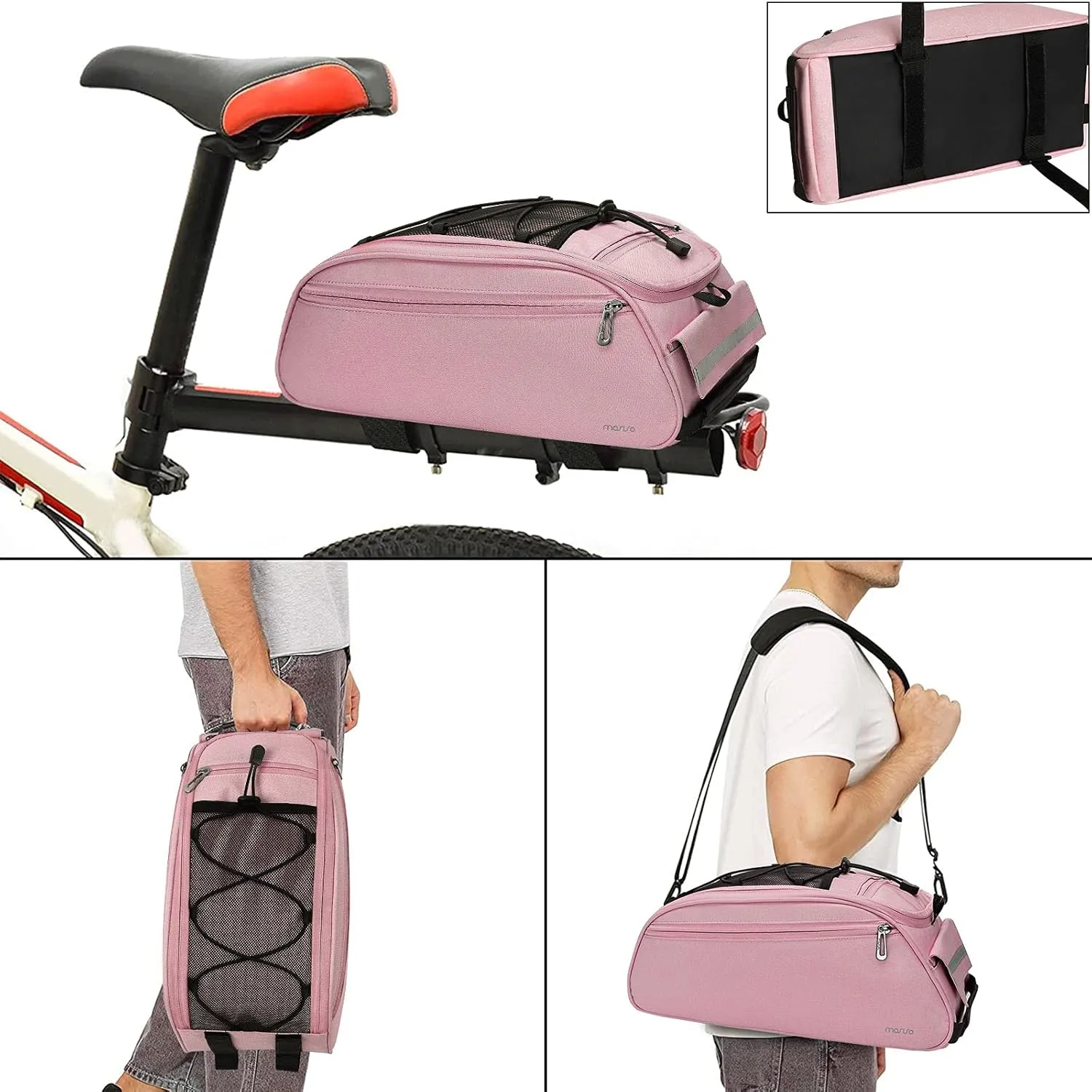 MOSISO Bike Rack Bag, Waterproof Bicycle Trunk Pannier Rear Seat Pouch Cycling Bike Carrier Backseat Storage Luggage Saddle Shoulder Bag