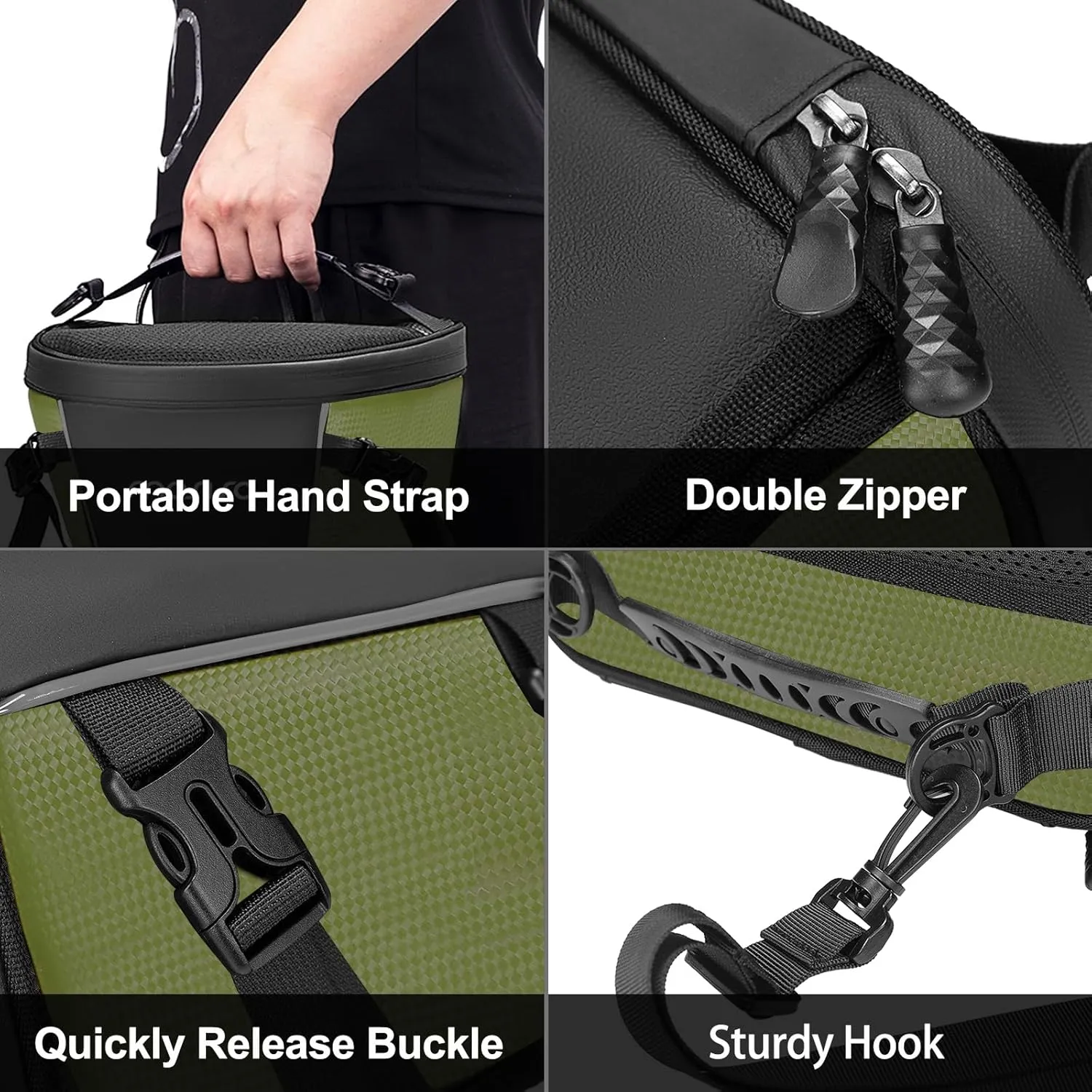 MOSISO Motorcycle Tail Bag Multifunctional Waterproof Polyester Storage Saddle Bag, 10L Outdoor Sports Motorbike Rear Seat Light Tank Handbag Tool Carry Pouch with Shoulder Strap, Army Green