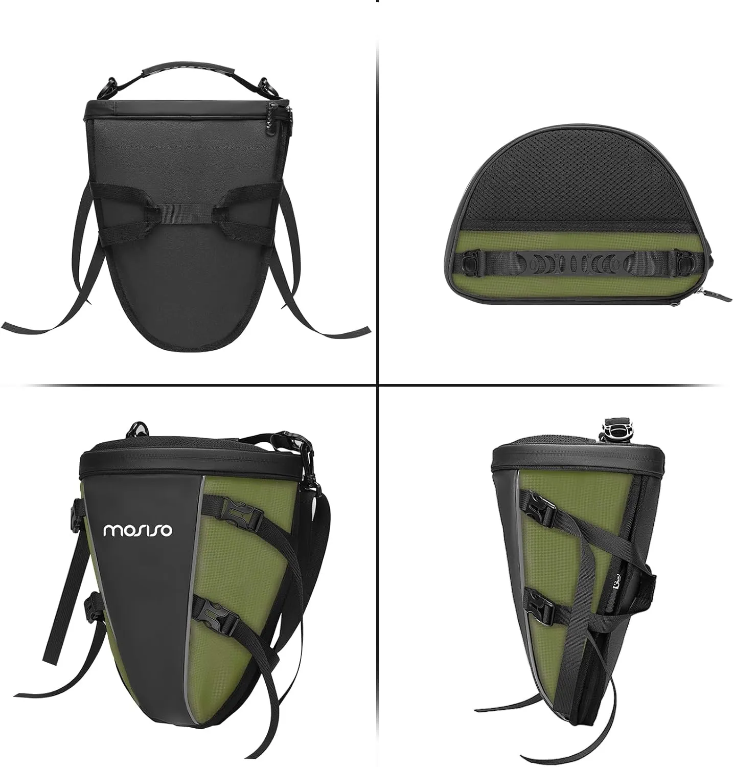MOSISO Motorcycle Tail Bag Multifunctional Waterproof Polyester Storage Saddle Bag, 10L Outdoor Sports Motorbike Rear Seat Light Tank Handbag Tool Carry Pouch with Shoulder Strap, Army Green