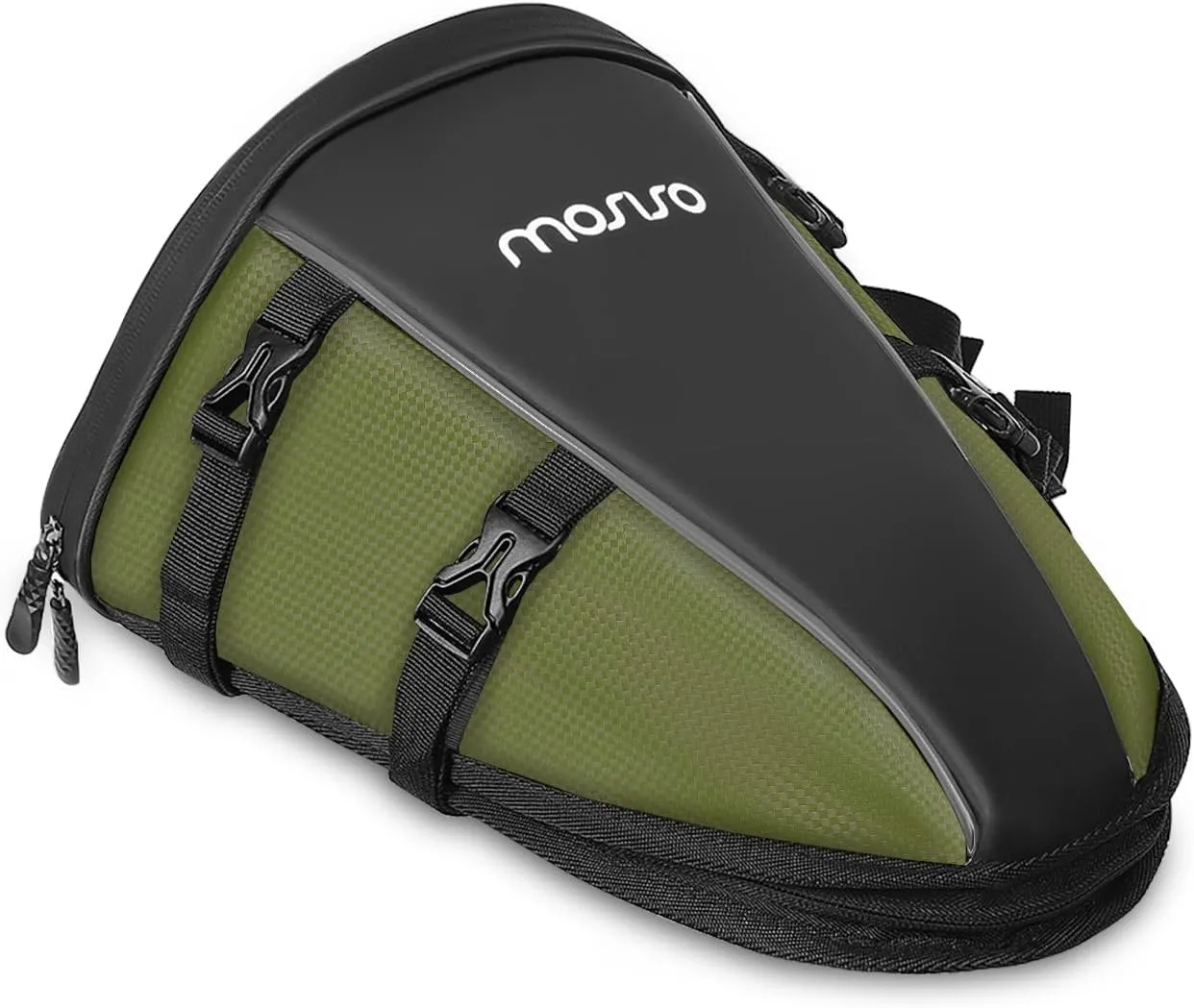 MOSISO Motorcycle Tail Bag Multifunctional Waterproof Polyester Storage Saddle Bag, 10L Outdoor Sports Motorbike Rear Seat Light Tank Handbag Tool Carry Pouch with Shoulder Strap, Army Green